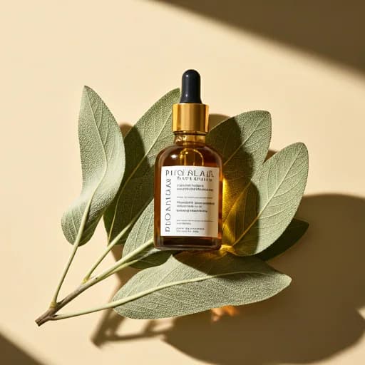 Amber glass dropper bottle of Restorative Hair Oil on a linen surface